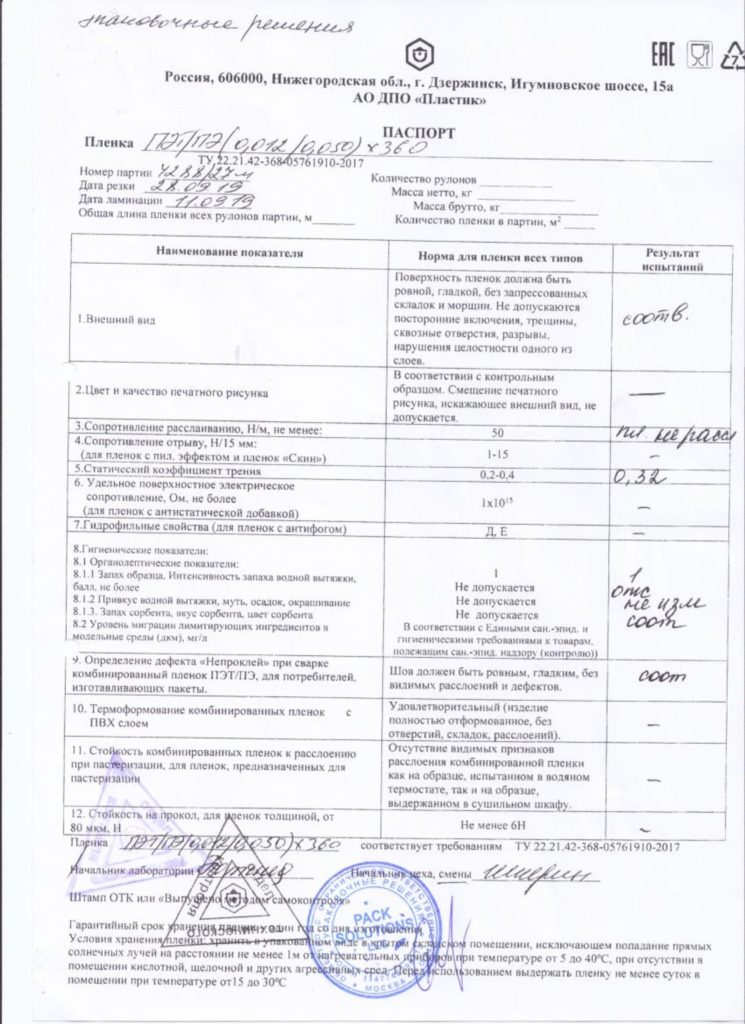 Упаковка